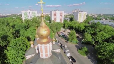 Cityscape with temple of Nativity in Izmailovo 