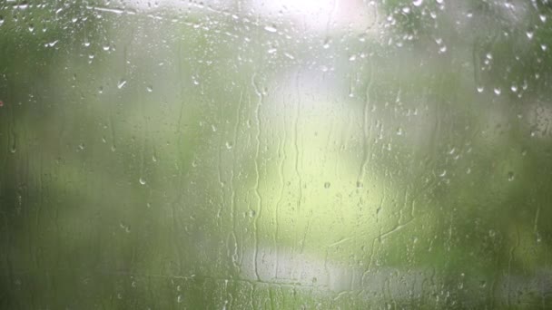 Vidrio con gotas de lluvia — Vídeos de Stock