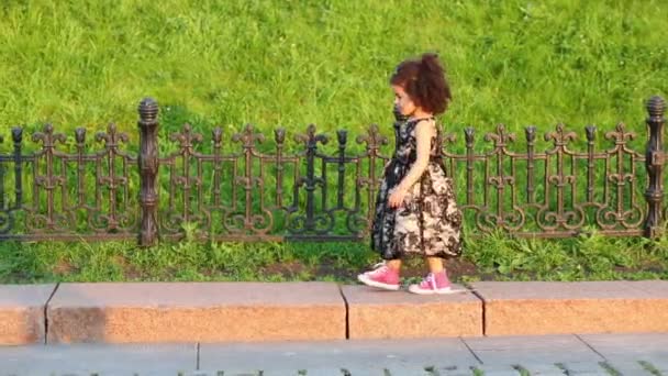 Fille marche sur le trottoir et autre fille vient à elle — Video