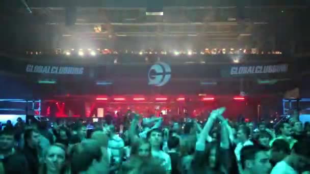 Crowd on Global Clubbing Mind Games in Stadium Live — Stock Video