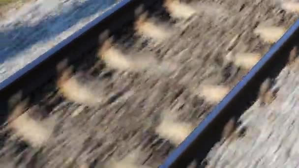 Railway on gravel in motion — Stock Video