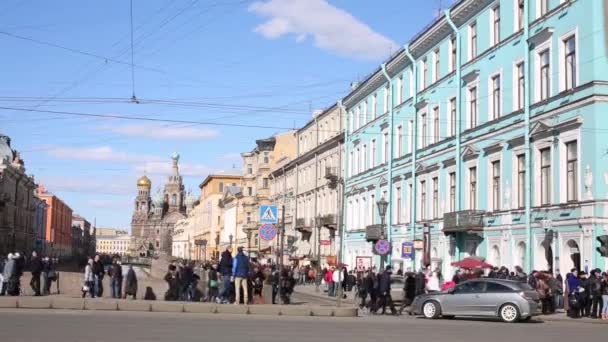 KAZANSKY brug over kanaal van Gribojedov — Stockvideo