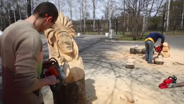 Sokolniki parkında heykel yarışmasına katılanlar — Stok video