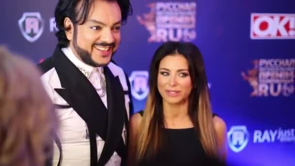 Ani Lorak och Philip Kirkorov på ryska Music Award Channel Rutv — Stockvideo