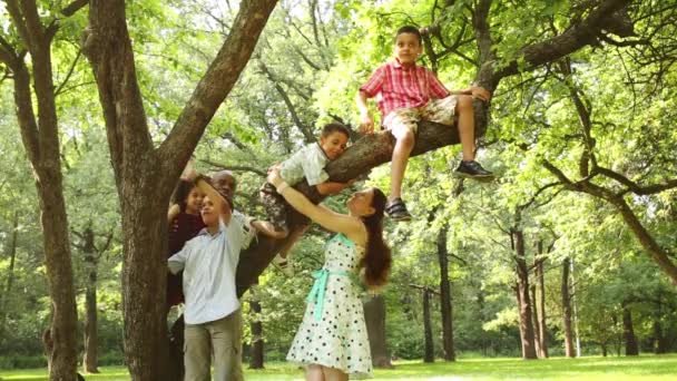 Família feliz no parque — Vídeo de Stock