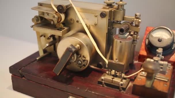 Old rarity metal telegraph receiver — Stock Video