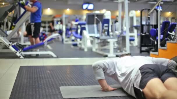 Bodybuilders doing exercises in fitness center — Stock Video