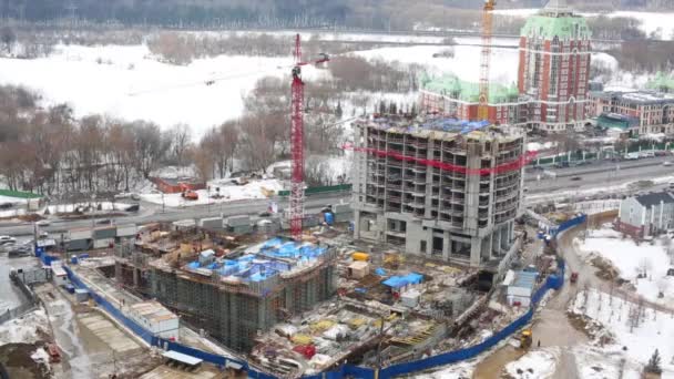Construction site of buildings Dolina Setun. — Stock Video