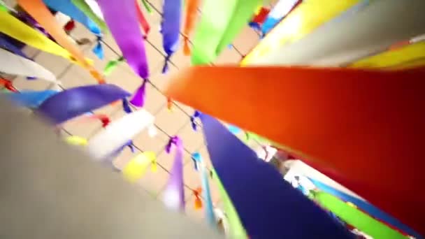 Many multi-colored ribbons — Stock Video