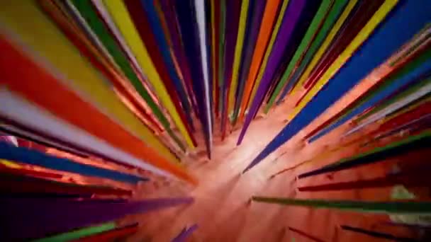 Кімната з великою кількістю різнокольорових стрічок — стокове відео