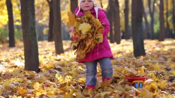 Linda niña en el parque — Vídeo de stock