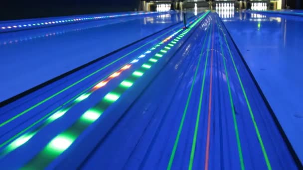 Illumination between the bowling lanes — Stock Video