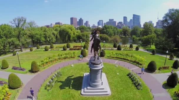 Estatua ecuestre George Washington en Boston — Vídeo de stock