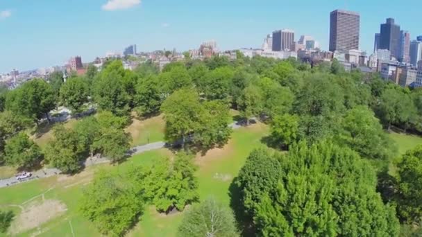Stadsbild med Boston Public trädgård — Stockvideo