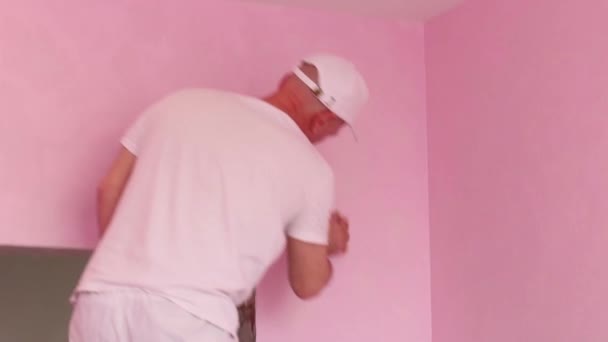 Фініш з пензлем фарби стіни — стокове відео