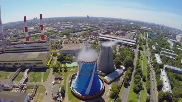 City panorama with electricity station — Stock Video