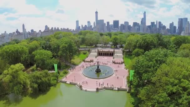 As pessoas passam por Bethesda Terrace — Vídeo de Stock