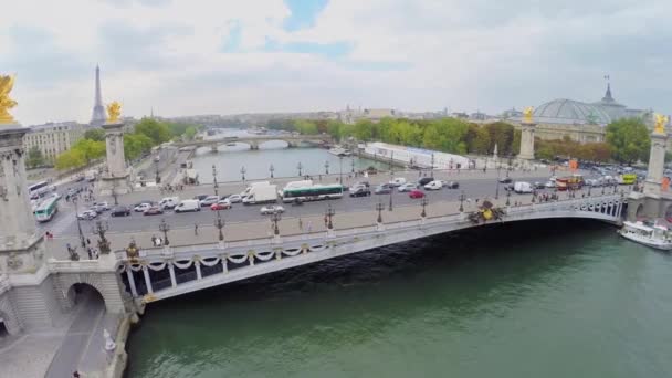 Pont Alexandre suicidforskning ohälsa på höstdagen. — Stockvideo