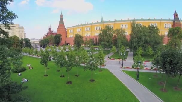 Alley in Aleksandrovsky garden — Stock Video