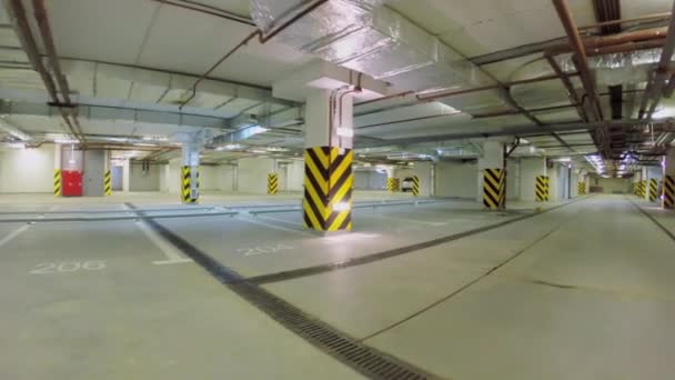 Empty underground parking — Stock Video