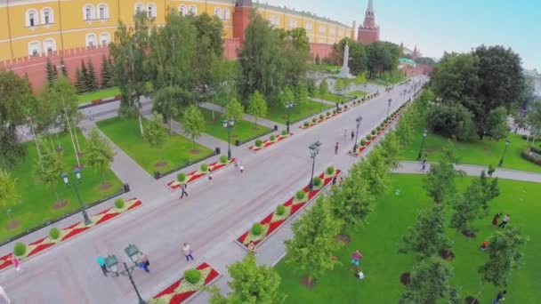 Aleksandrovsky jardín con Obelisco — Vídeo de stock