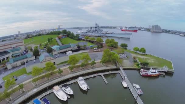 Wiggins Park and Marina with boats — Stock Video