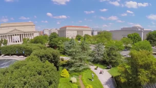 Ludzie chodzą w pobliżu Przedmioty sztuki — Wideo stockowe