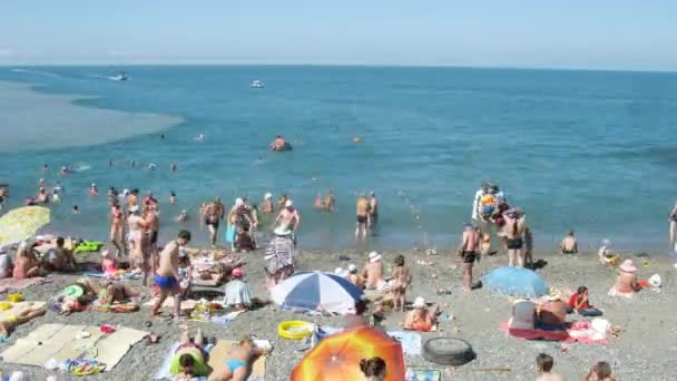 Az emberek pihennek a parton. — Stock videók