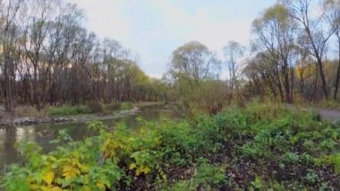 Woman runs near Jauza river 