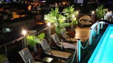 Şezlong ve Yüzme Havuzu yanında bitkiler 