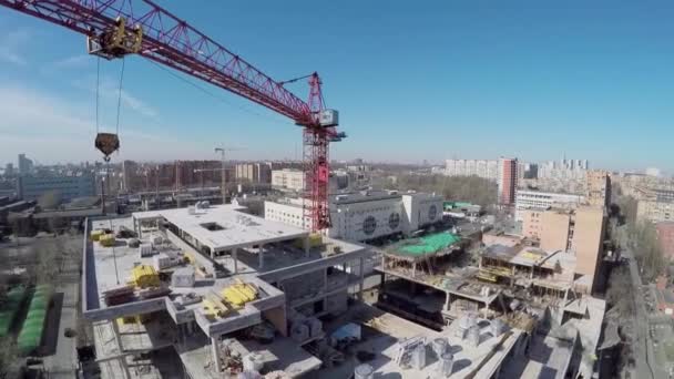 Crane work on construction site — Stock Video