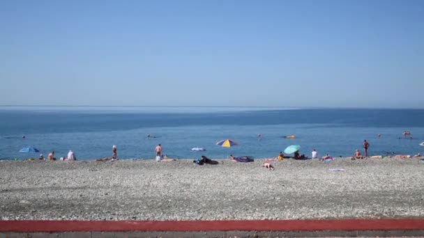 La gente descansa en la playa — Vídeo de stock
