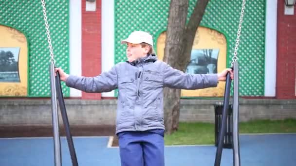 Garçon sur swing dans le parc Hermitage — Video