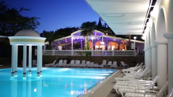 Night pool in Marat Hotel — Stock Video