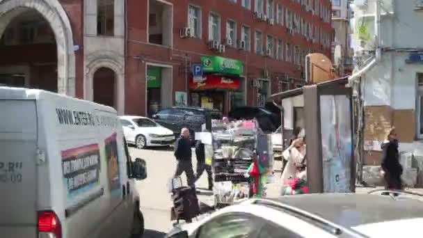 People on street near metro station — Stock Video