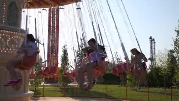 Children on carousel in sochi — Stock Video