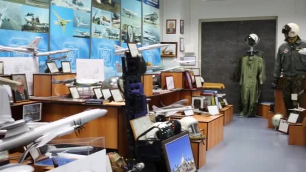 Salón en el museo de la empresa de diseño de aviones — Vídeos de Stock