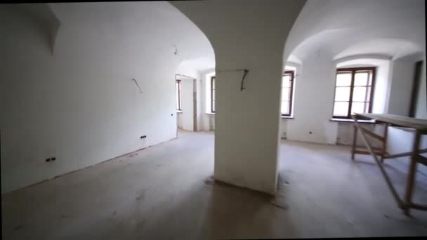 View of rooms without finishing in building — Stock Video