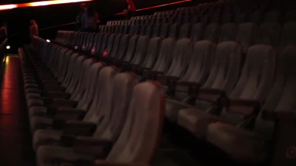 Rows of armchairs in empty cinema hall — Stock Video