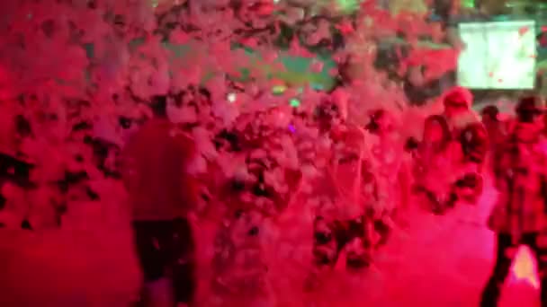 People dancing on foam party — Stock Video