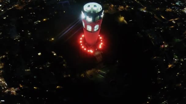 Coit Tower with illumination at urban sector — Stock Video