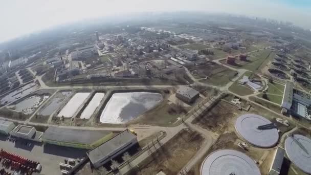 Панорама с городским пейзажем и Курьяновская лечебная станция — стоковое видео