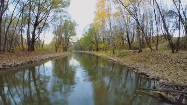 Arbres aux feuilles colorées et rivière Yauza 