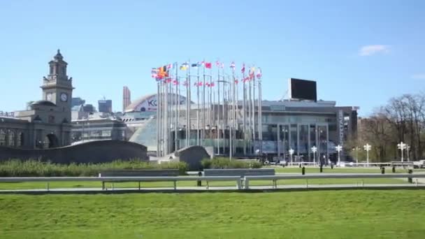 Square Europe with flags of European countries — Stock Video