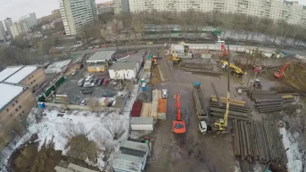 Baustelle für Wohnanlage — Stockvideo