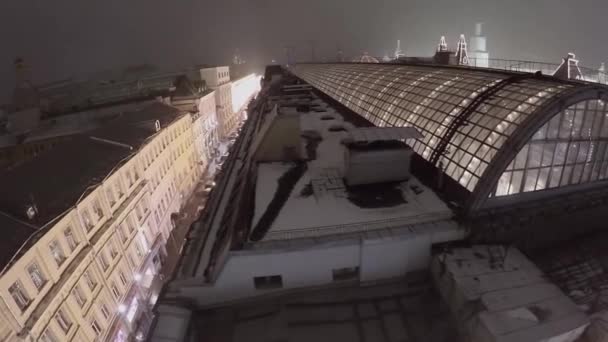 Glass roof and illuminated facade — Stock Video
