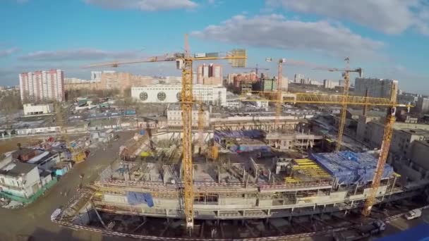 Construction site of new residential complex — Stock Video