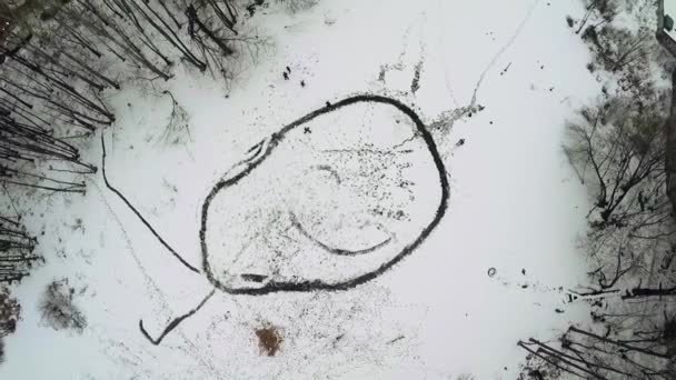 Senderos en un lago cubierto de nieve — Vídeos de Stock