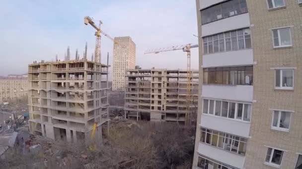 Construction site of residential complex — Stock Video