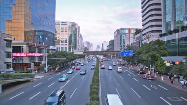 Ten lane street with traffic — Stock Video